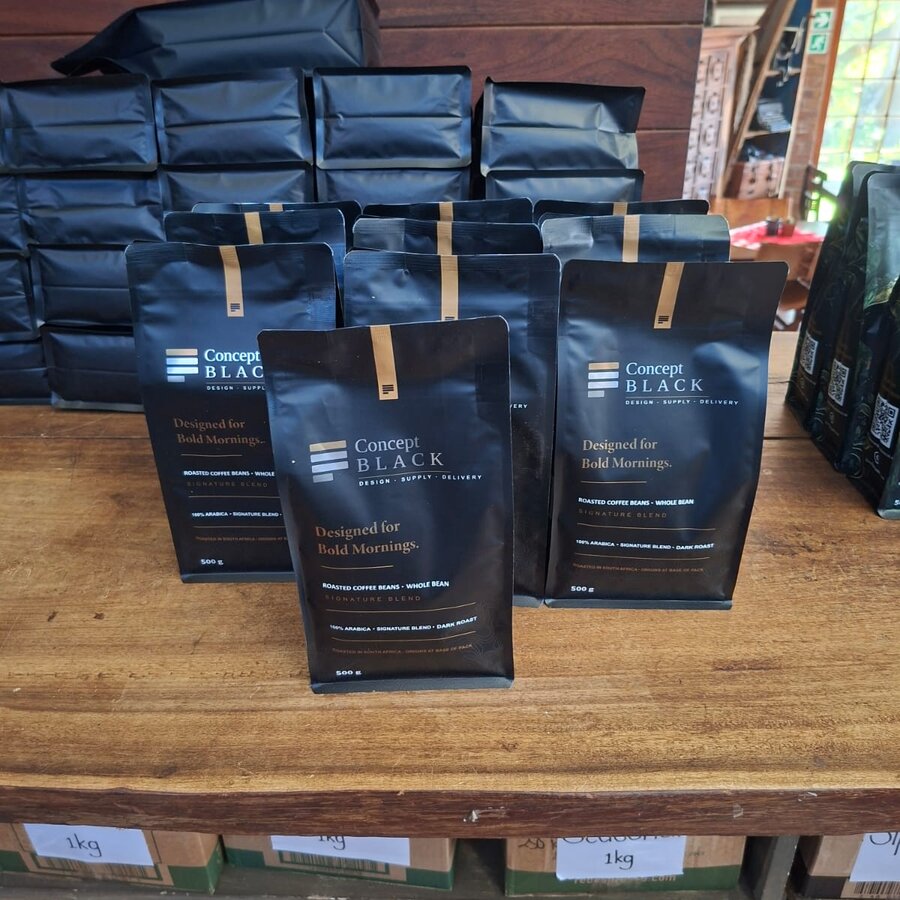 Freshly filled Concept Black coffee bags